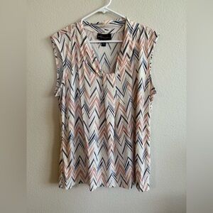 Dana Buchman Sleeveless V-Neck Chevron Top